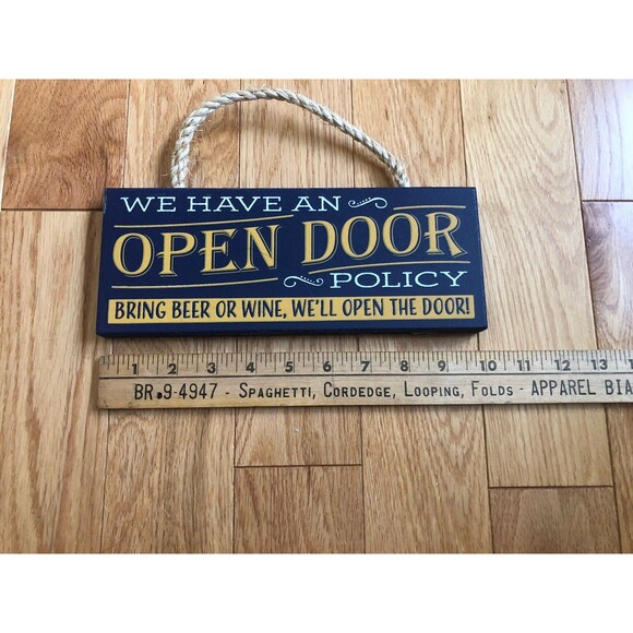 We Have an Open Door Policy Hanging Rope Sign New Made in USA - Picture 3 of 3